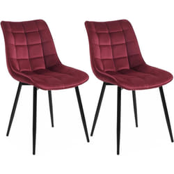Lot de 2 Chaises de salle à manger Woltu Chaise de cuisine, Siège en velours, Pieds en métal, Bordeaux