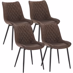 WOLTU Lot de 4 Chaises pour Salle à MangerSiège rembourré en SimilicuirPied en métal Brun Charge 100kg