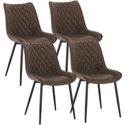 WOLTU Lot de 4 Chaises pour Salle à MangerSiège rembourré en SimilicuirPied en métal Brun Charge 100kg