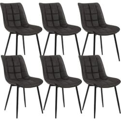 WOLTU 6X Chaise de Salle à Manger, Chaise de Cuisine, Assise rembourrée en Similicuir épais, Pieds en métal, Anthracite