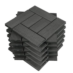 11 pièces Carrelage de sol, 30x30cm, pour jardin terrasse extérieur fixation plug-in, Anthracite (1 m²) - Woltu