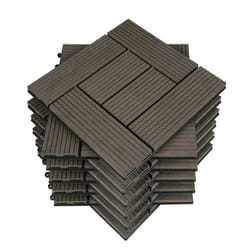 11 pièces Carrelage de sol, 30x30cm, pour jardin terrasse extérieur fixation plug-in, Café (1 m²) - Woltu