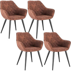 WOLTU Lot de 4 Chaises de Salle à Manger Assise en Tissu ScientifiqueChaises de CuisineBrun41x45x84cm