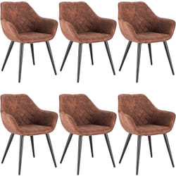 Lot de 6 Chaises de Salle à Manger Assise en Tissu Scientifique avec accoudoir, 41x45x84cm, Brun - Woltu