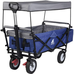 Chariot de jardin, avec Toit à 4 Roues, capacité de Charge 80kg, Bleu - Woltu