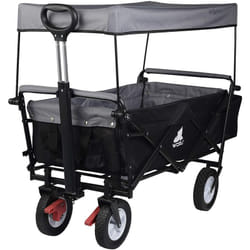 Chariot de jardin, avec Toit à 4 Roues, capacité de Charge 80kg, Anthracite - Woltu