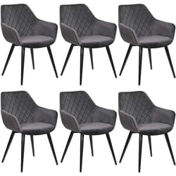 WOLTU Lot de 6 Chaises de Salon, Chaises de Salle à Manger, en Velours et métal, Gris Foncé, siège: 41x45cm