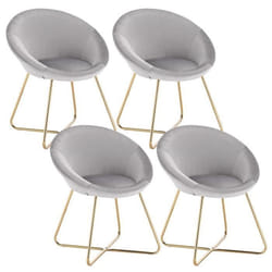 WOLTU 4 x Chaises de salle à manger siège bien rembourré en velours Fauteuil de salon pieds en métal Gris Clair