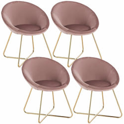 Lot de 4 Chaises de salle à manger Woltu siège bien rembourré en velours , Fauteuil de salon pieds en métal, Rose