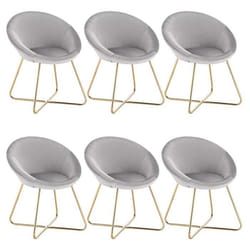 WOLTU 6 x Chaises de salle à manger siège bien rembourré en velours Fauteuil de salon pieds en métal Gris Clair