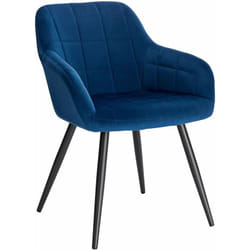Chaise de salle à manger avec accoudoirs Woltu Chaise de cuisine, Chaise de salon en Velours, Pieds en métal, Bleu