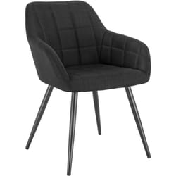 Chaise de salle à manger, Chaise de cuisine, Chaise de salon en lin, Pieds en métal, Noir - Woltu