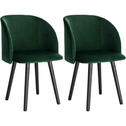Lot de 2 Chaise de Cuisine en Velours, Fauteuil de Repas Salle à Manger, Scandinave, Vert Foncé - Woltu