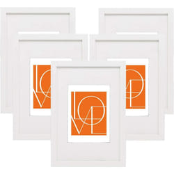 Woltu - Cadre Photo Lot de 5 pièces Blanc 30x45cm Cadre en mdf Design Simple avec Passe-Partout