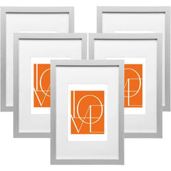 Woltu - Cadre Photo Lot de 5 pièces Argent 10x15cm Cadre en mdf Design Simple avec Passe-Partout