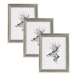 Set de 3 Cadre Photo, Argent, 18x24cm, Artos Style en Bois et Verre, Cadre décoration pour la Maison, BR9667sb-3 - Woltu