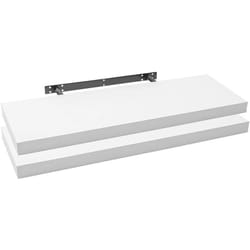 Woltu - Lot de 2 Étagère Murale pour Salon, Cuisine, Chambre, Salle de Bain 90x22, 9x3, 8cm, Blanc, RG9370ws-2