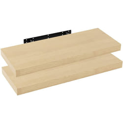 Woltu - Lot de 2 Étagère Murale pour Salon, Cuisine, Chambre, Salle de Bain, 100x22, 9x3, 8cm, Jaune Chêne, RG9317kei-2