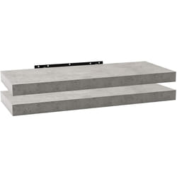 Woltu - Lot de 2 Étagère Murale Étagère Suspendue, Étagère Flottante en mdf, ‎Ciment Clair, 60x22, 9x3, 8cm