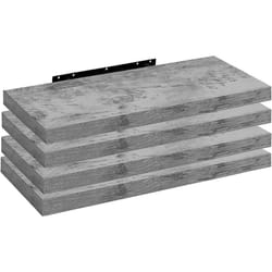 Woltu - Lot de 4 Étagère Murale Étagère Suspendue, Étagère Flottante en mdf, Gris Chêne, 110 x 22, 9 x 3, 8 cm