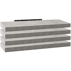 Woltu - Lot de 4 Étagère Murale Étagère Suspendue, Étagère Flottante en mdf, Ciment Clair, 60 x 22, 9 x 3, 8 cm