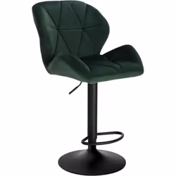 WOLTU Tabouret de bar Siège en velours Pieds en métal Hauteur réglable Vert Foncé