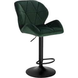WOLTU Tabouret de bar Siège en velours Pieds en métal Hauteur réglable Vert Foncé