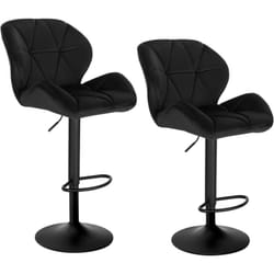 Lot de 2 Tabouret de Bar réglable en Hauteur Woltu Chaise Haute pour Bar avec Dossier siège rembouré en Velours Pied en métal, Noir