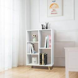 Woltu - Bibliothèque à 5 Niveaux Étagère à Livres sur Pied en Panneaux de Paricules, Étagère de Rangement avec Pieds en Bois Massif pour Salon