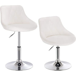 Lot de 2 tabourets de bar en similicuir Woltu tabourets de rotatif pieds en métal, hauteur réglable, Blanc