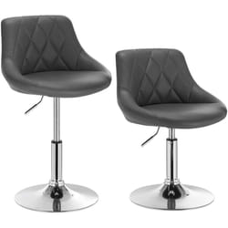 Lot de 2 tabourets de bar en similicuir WOLTU, tabourets de rotatif pieds en métal, hauteur réglable, Gris