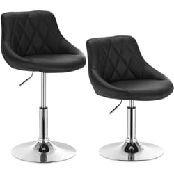 Lot de 2 tabourets de bar en similicuir Woltu tabourets de rotatif pieds en métal, hauteur réglable, Noir