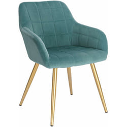 Chaise de salle à manger, Chaise de cuisine, Chaise de salon en Velours, Or pieds en métal, Vert Turc - Woltu