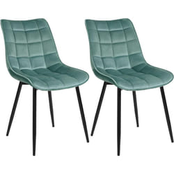 Lot de 2 Chaises de salle à manger Woltu Chaises de cuisine, Siège en velours, Pieds en métal, Vert Turc