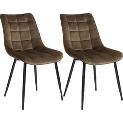 Lot de 2 Chaises de salle à manger Woltu Chaises de cuisine, Siège en velours, Pieds en métal, Brun