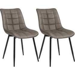 WOLTU 2 X Chaises de salle à manger siège en Similicuir Chaises de Cusine pieds en métal Gris Foncé