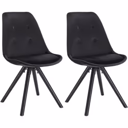 WOLTU Lot de 2 Chaises de salle à manger siège en velours Chaises de cuisine pieds en bois Noir