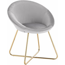 Chaise de salle à manger siège bien rembourré en velours, Fauteuil de salon pieds en métal, Gris Clair - Woltu