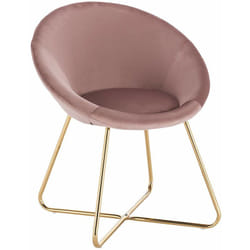 Chaise de salle à manger siège bien rembourré en velours, Fauteuil de salon pieds en métal, Rose - Woltu