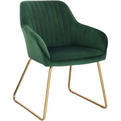 Chaises de salle à manger, siège rembourrée en velours, Chaises de cuisine, Pieds en métal, 45x44x82, 5cm, Vert Foncé - Woltu