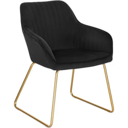 Chaises de salle à manger, siège rembourrée en velours, Chaises de cuisine, Pieds en métal, 45x44x82, 5cm, Noir - Woltu