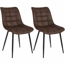 WOLTU 2 X Chaises de Salle à Manger Chaises de Cuisine Assise rembourrée en Tissu Scientifique Pieds en métal StableBrun Fonc ...