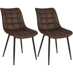 WOLTU 2 X Chaises de Salle à Manger Chaises de Cuisine Assise rembourrée en Tissu Scientifique Pieds en métal StableBrun Foncé