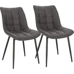 WOLTU 2 X Chaises de Salle à Manger Chaises de Cuisine Assise rembourrée en Tissu Scientifique Pieds en métal Stable, Gris Foncé
