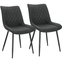 Lot de 2 Chaises de salle à manger Woltu siège rembourrée en tissu scientifique, Chaises de cusine, pieds en métal, Anthracite