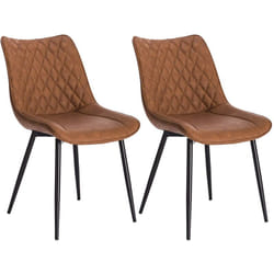 Lot de 2 Chaises de salle à manger en Similicuir - 46x40, 5x85, 5cm - Pieds en métal - Charge max 100 kg - Brun Clair - Woltu