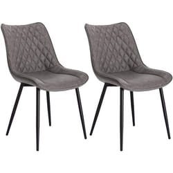 Lot de 2 Chaises de salle à manger en Similicuir - 46x40, 5x85, 5cm - Pieds en métal - Charge max 100 kg - Gris Foncé - Woltu