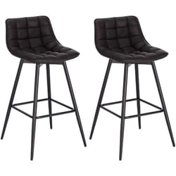 Lot de 2 Tabourets de bar Woltu avec repose-pieds, Tabourets bar-bistro, Siège en similicuir, Pieds en métal, Anthracite