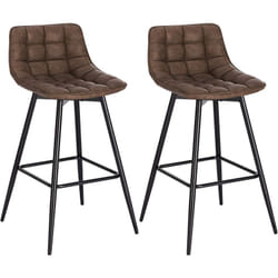 Lot de 2 Tabourets de bar Woltu avec repose-pieds, Tabourets bar-bistro, Siège en similicuir, Pieds en métal, Brun