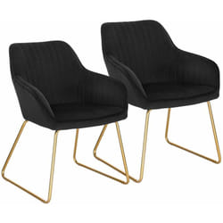 Lot de 2 Chaises de salle à manger Woltu siège rembourrée en velours, Chaises de cuisine, Pieds en métal, Noir